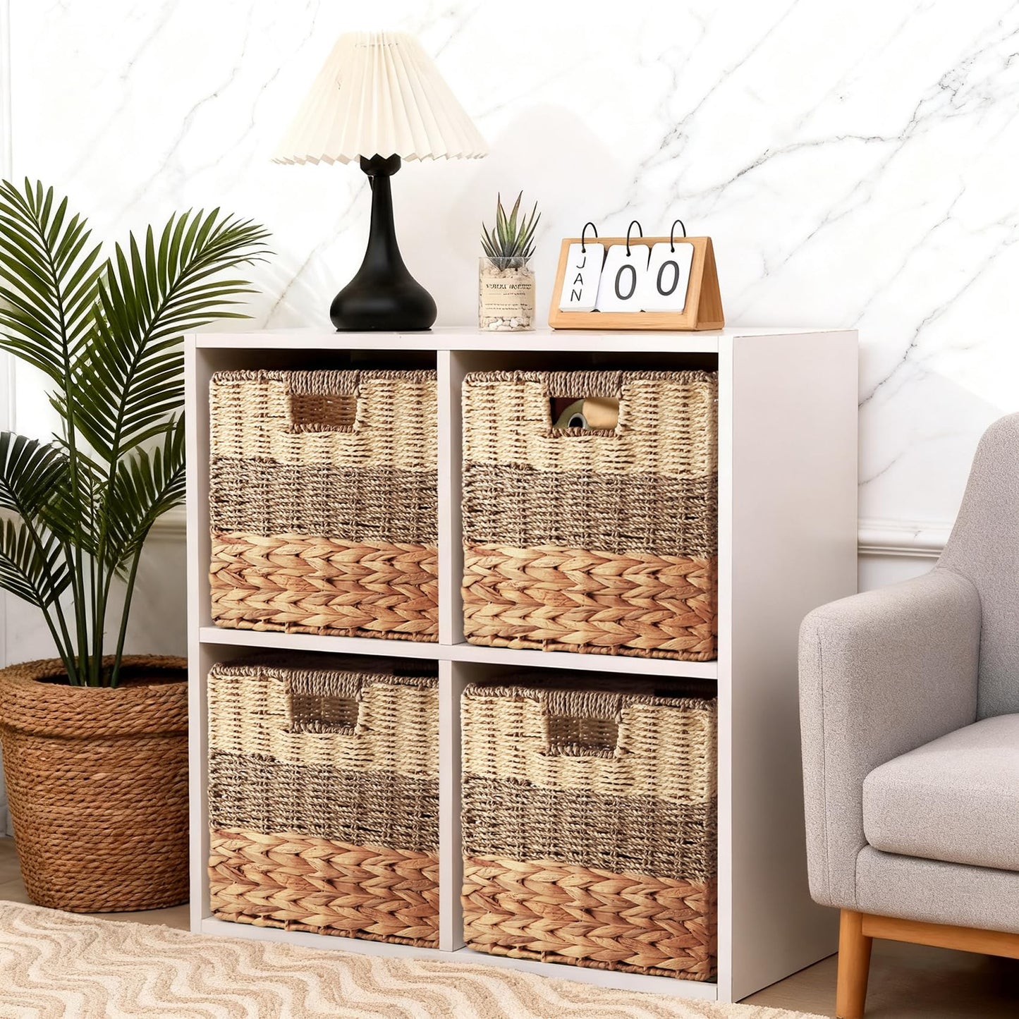 Tsudoku Storage Cubes Baskets, Set of 2 Hand-Woven Storage Baskets, 30cm