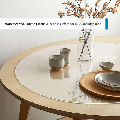 Round Clear PVC Table Protector, Heat Resistant & Waterproof, Clear Round 120cm