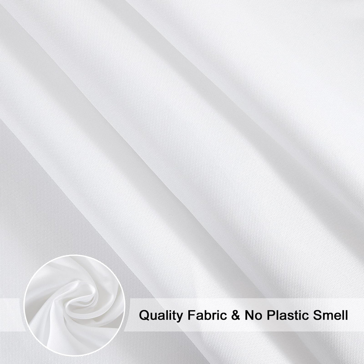 EurCross Water-resistant Fabric Shower Curtain for Bathroom or Outdoor Garden,Machine Wasable Solid White Shower Curtain liner 180 x 180cm Drop