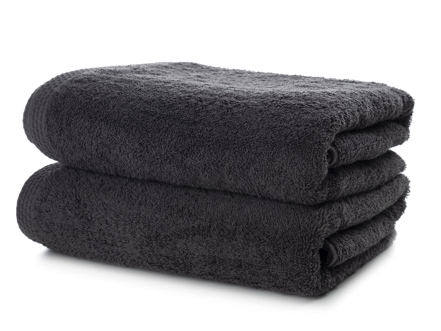 SLEEPZEN Set of 2 Grey Bath Towels - GOTS Certified Organic Cotton 500gr/m2 - Made in the EU - 2 Bath Sheets 70x140cm - Absorbent, Soft and Ecological