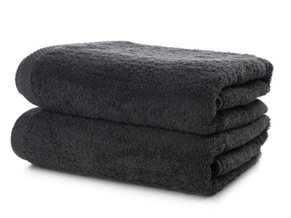 SLEEPZEN Set of 2 Grey Bath Towels - GOTS Certified Organic Cotton 500gr/m2 - Made in the EU - 2 Bath Sheets 70x140cm - Absorbent, Soft and Ecological
