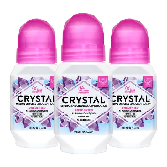 Crystal Mineral Deodorant Roll-On, Unscented, 2.25 fl oz (Pack of 3)