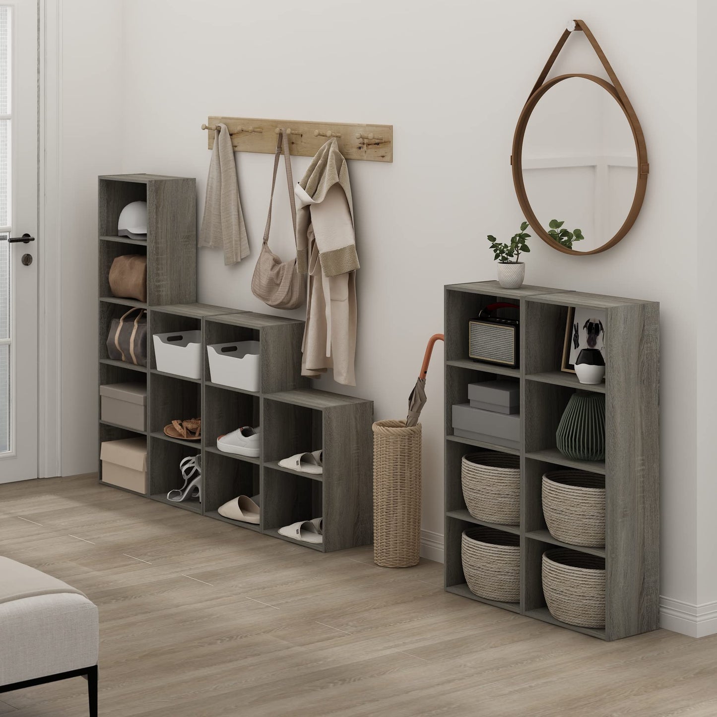 Furinno LUDER Book Shelf, 3-Tier Modern Bookshelf, Open Shelves Bookcase 9.3 x 16 x 31.4, for Living Room, Bedroom, Home Office, French Oak