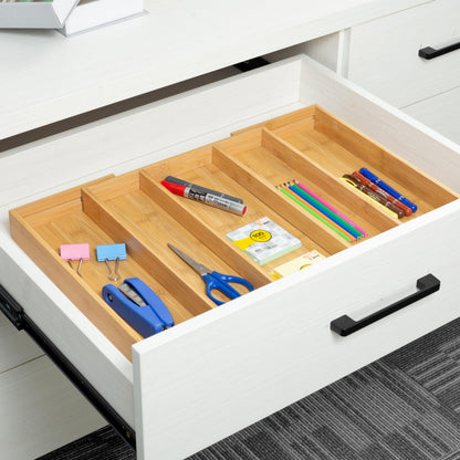Utoplike Bamboo Cutlery Tray Expandable Drawer Organisers for Utensils Holder, Cutlery Tray Organiser, Drawer Divider for Silverware, Flatware, Knives