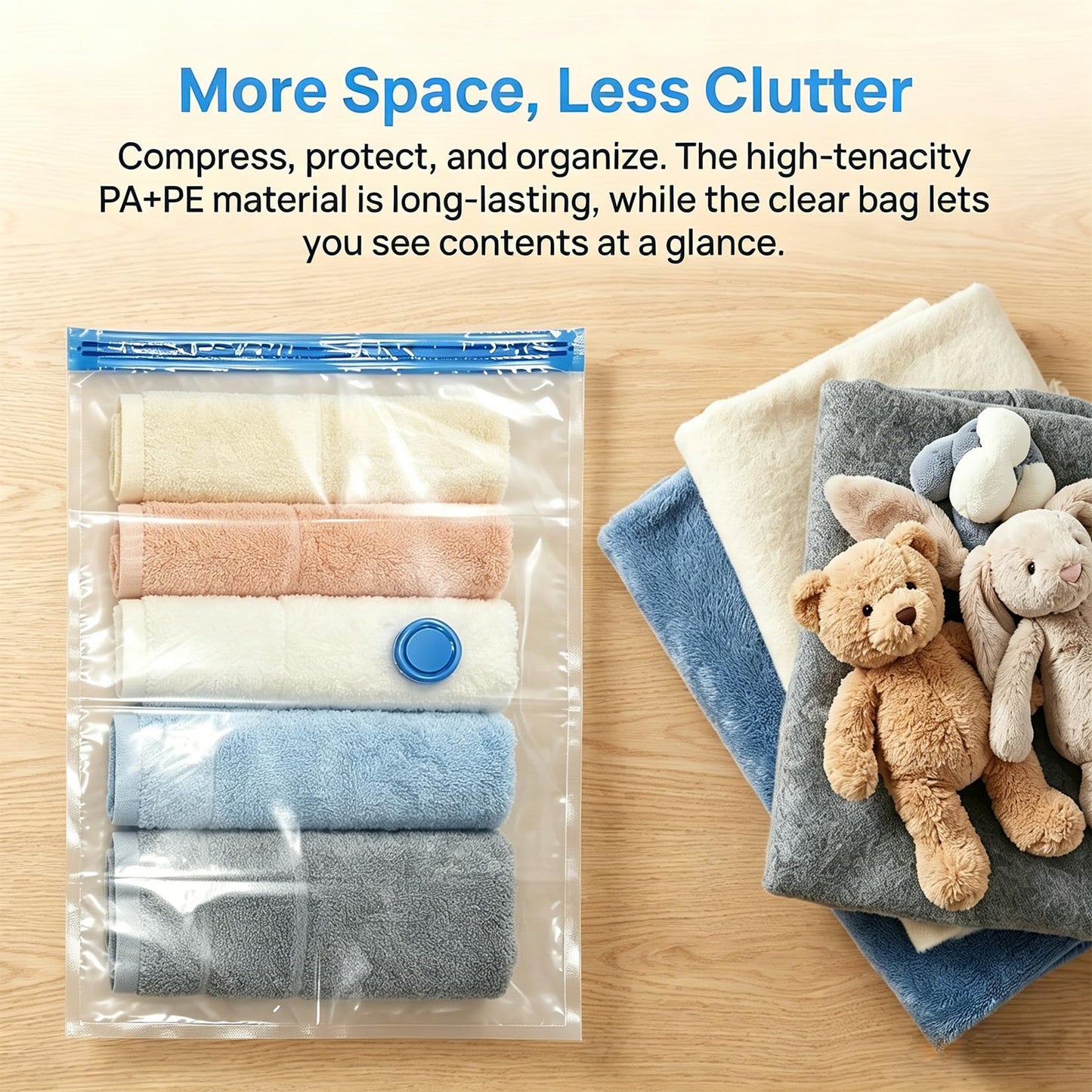 3 Pcs Space Saver Bags Vacuum Storage Bags Small Compression Zipper Storage Bags Vacuum Pack Bags for Clothes, Vacuum Bags for Clothes Travel Home