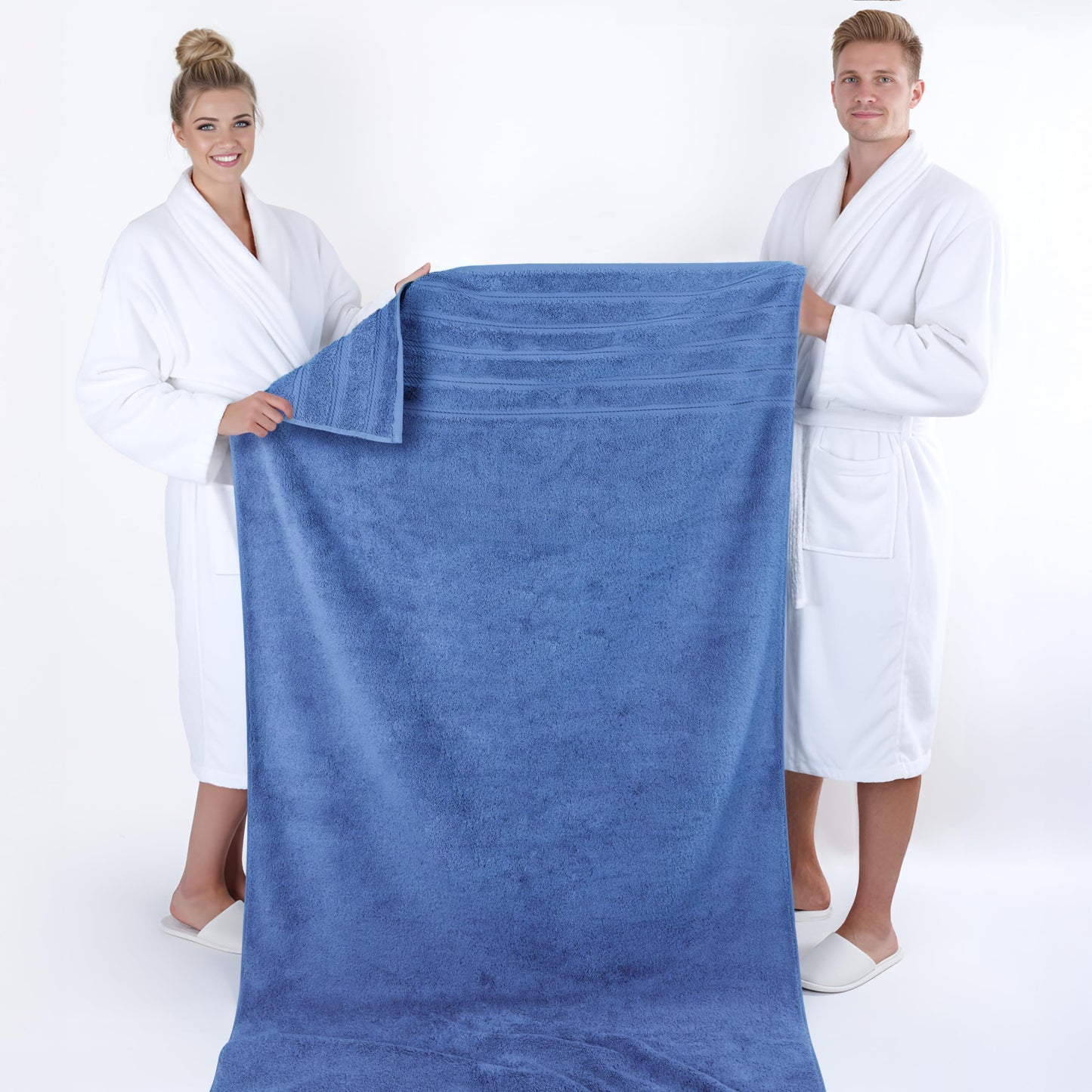 American Soft Linen Jumbo Large Bath Towels, 100% Cotton, 35 x 70 cm, Luxury Oversized Turkish Bath Towel for Bath, Beach and Pool, Electric Blue