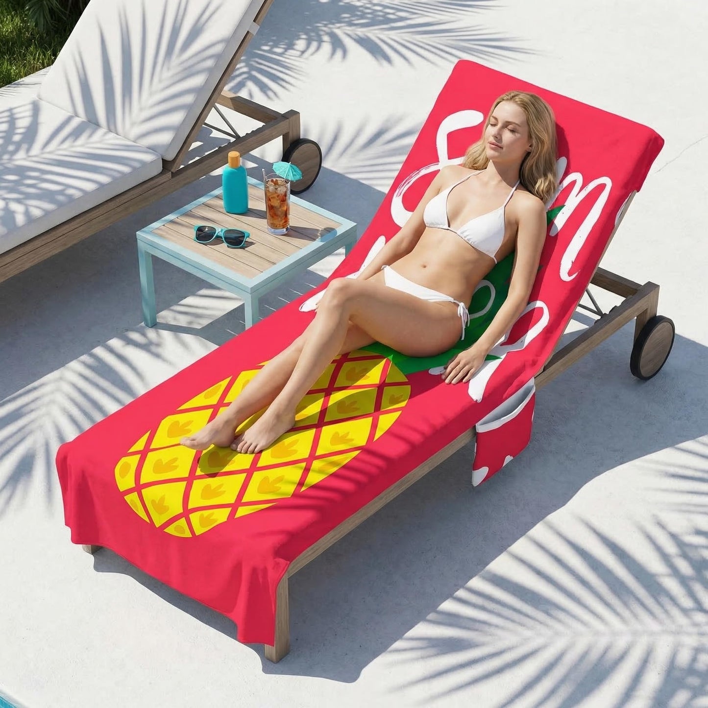 aotuo0608 Sunbed Towels with Pockets, 210x75cm Fast-Drying Lightweight Microfiber Beach Towel for Sun Lounger, Lounge Chair