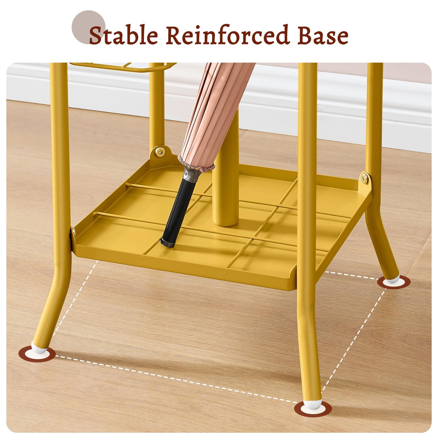 FAVOOSTY Coat Stand Coat Rack with 12 Hooks, Free standing Clothes Clothing Rack with Umbrella Holder, Hats