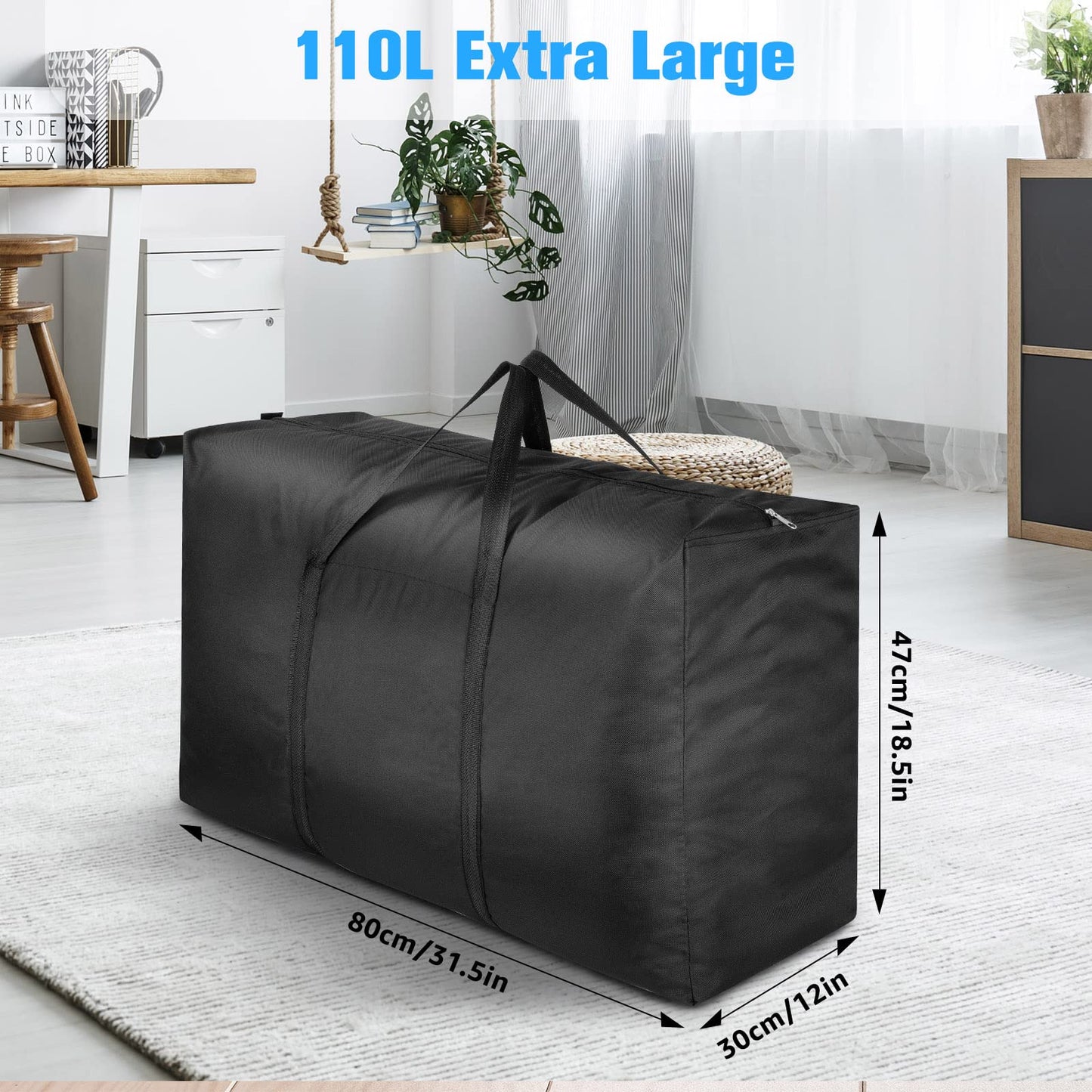 6 Pack 110L Large Storage Bags, 600D Oxford Fabric Moving Bags Heavy Duty, Tear-Resistant Clothes Storage Organizers for Closet, Bedding