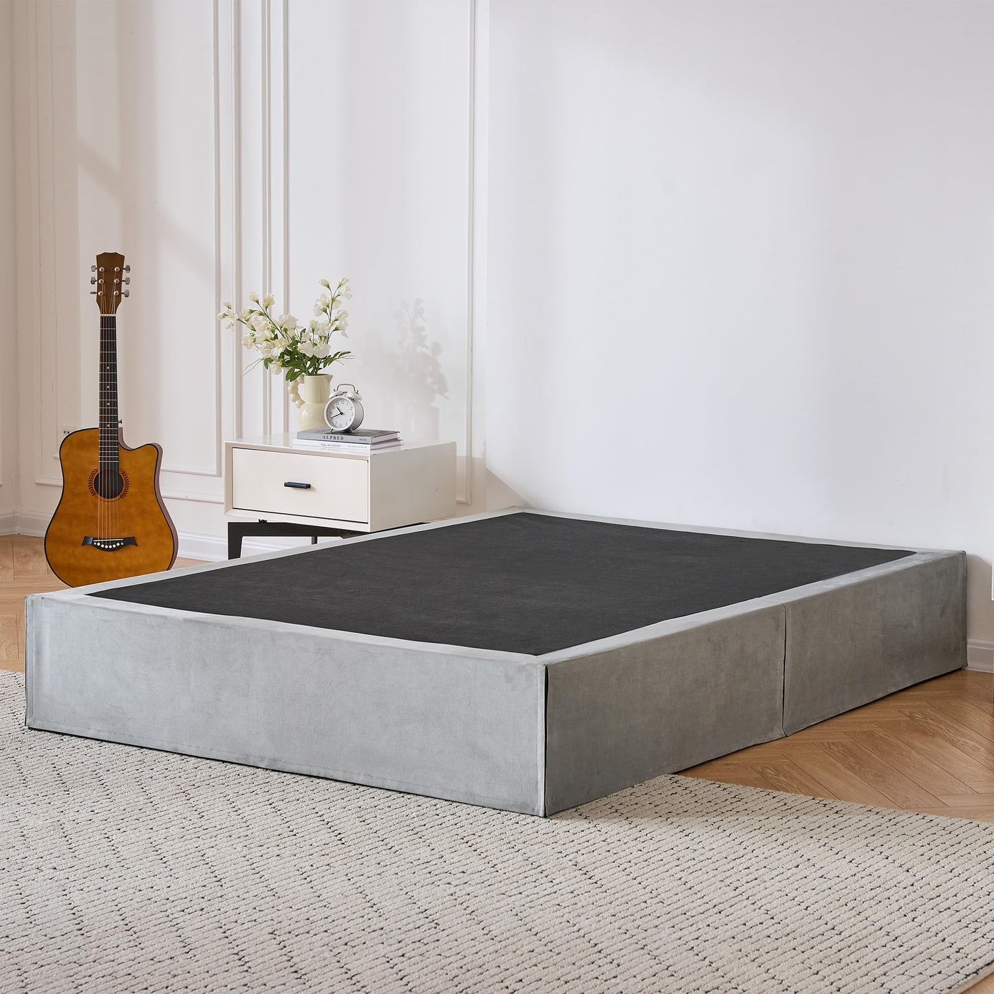 SANA SLEEP Single Metal Divan Bed – 3FT – (Grey) -Storage Durable Frame for Compact Rooms with a Modern Design for Comfortable Spaces
