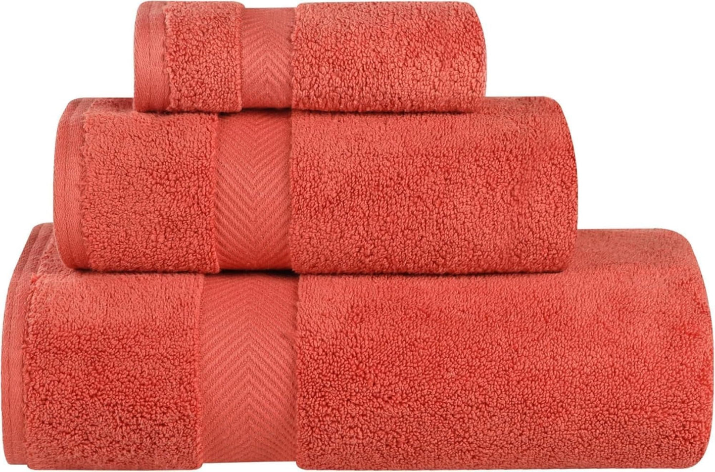 Superior Collection 100% Zero Twist Cotton Super Soft and Absorbent 3-Piece Towel Set, Brick