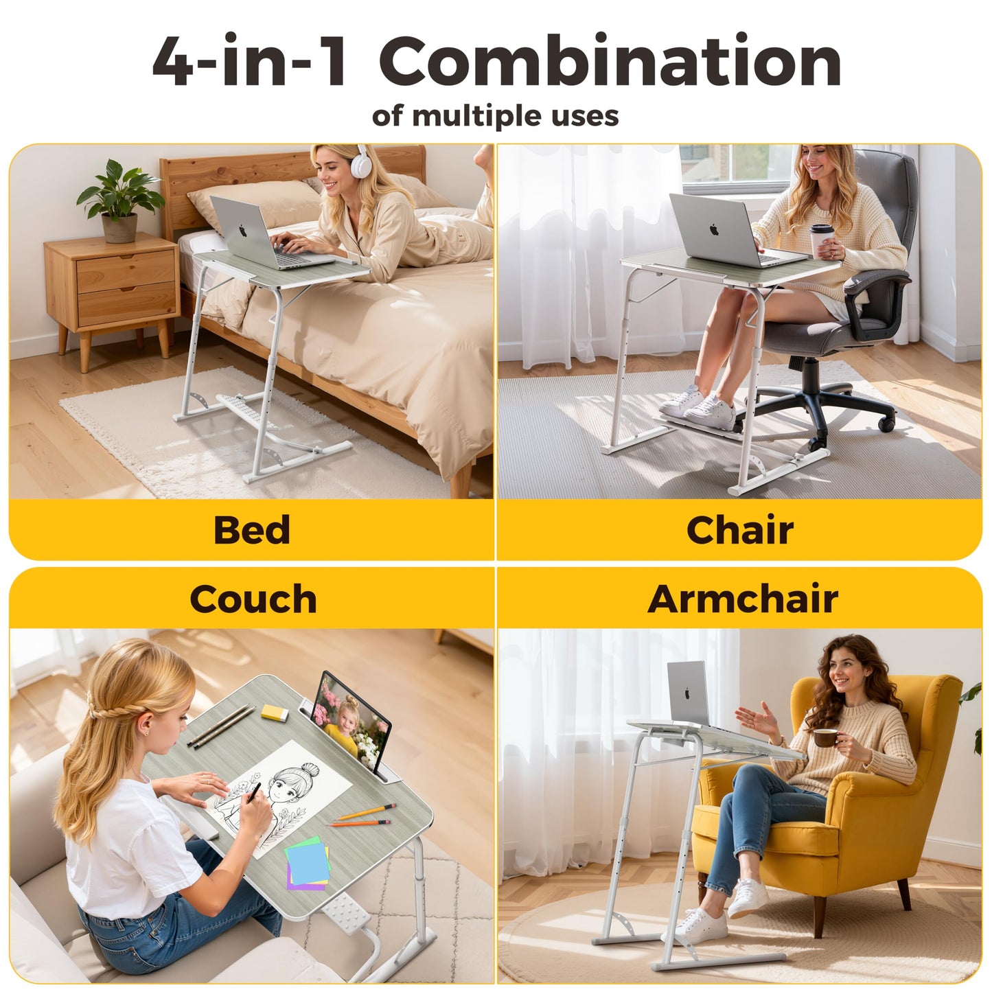 FoldWise Folding Laptop Table for Sofa, Sturdy Work & Dinner Portable Desk