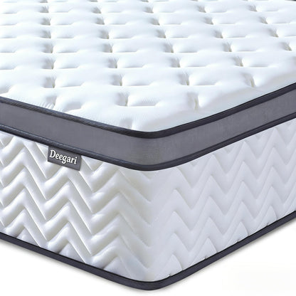 Deegari 10 Inch Single Size Mattress in a Box, Hybrid Cooling Gel Memory Foam & Pocketed Coils, Medium Firm, Pressure Relief, Motion Isolation