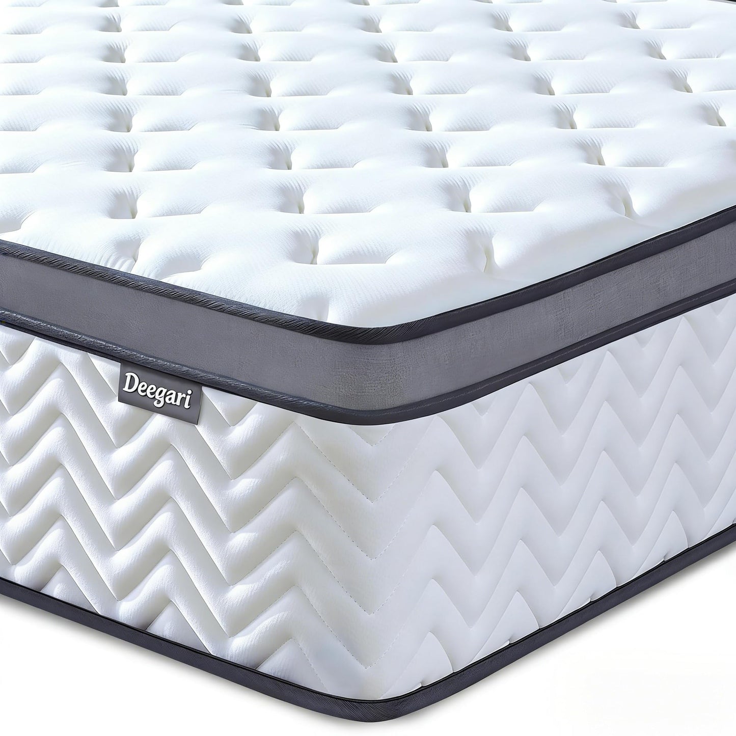Deegari 10 Inch Double Size Mattress in a Box, Hybrid Cooling Gel Memory Foam & Pocketed Coils, Medium Firm, Pressure Relief, Motion Isolation