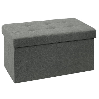 BRIAN & DANY Folding Linen Storage Boxes Footstool Ottoman, Foot Rest Stool, Foldable Seat Bench Footrest - Dark Gray, 76 x 38 x 38 cm