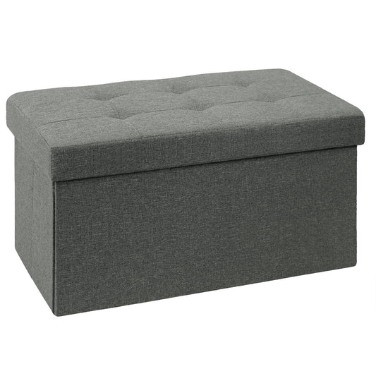 BRIAN & DANY Folding Linen Storage Boxes Footstool Ottoman, Foot Rest Stool, Foldable Seat Bench Footrest - Dark Gray, 76 x 38 x 38 cm