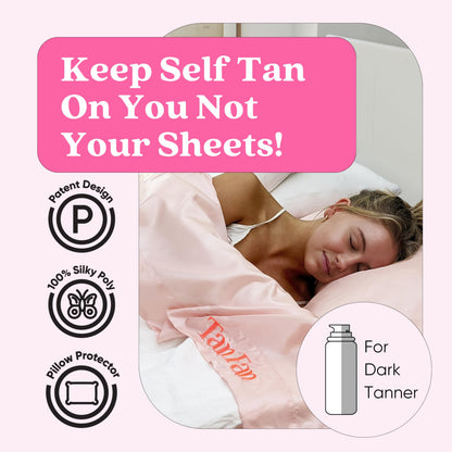 Tan Fan Self Tan Sleep Sac for Dark Tanner (Pink) - Keep Sheets Clean from Dark Tan Stains w Thicker Bottom Underlay For Extra Protection - 100% Cool
