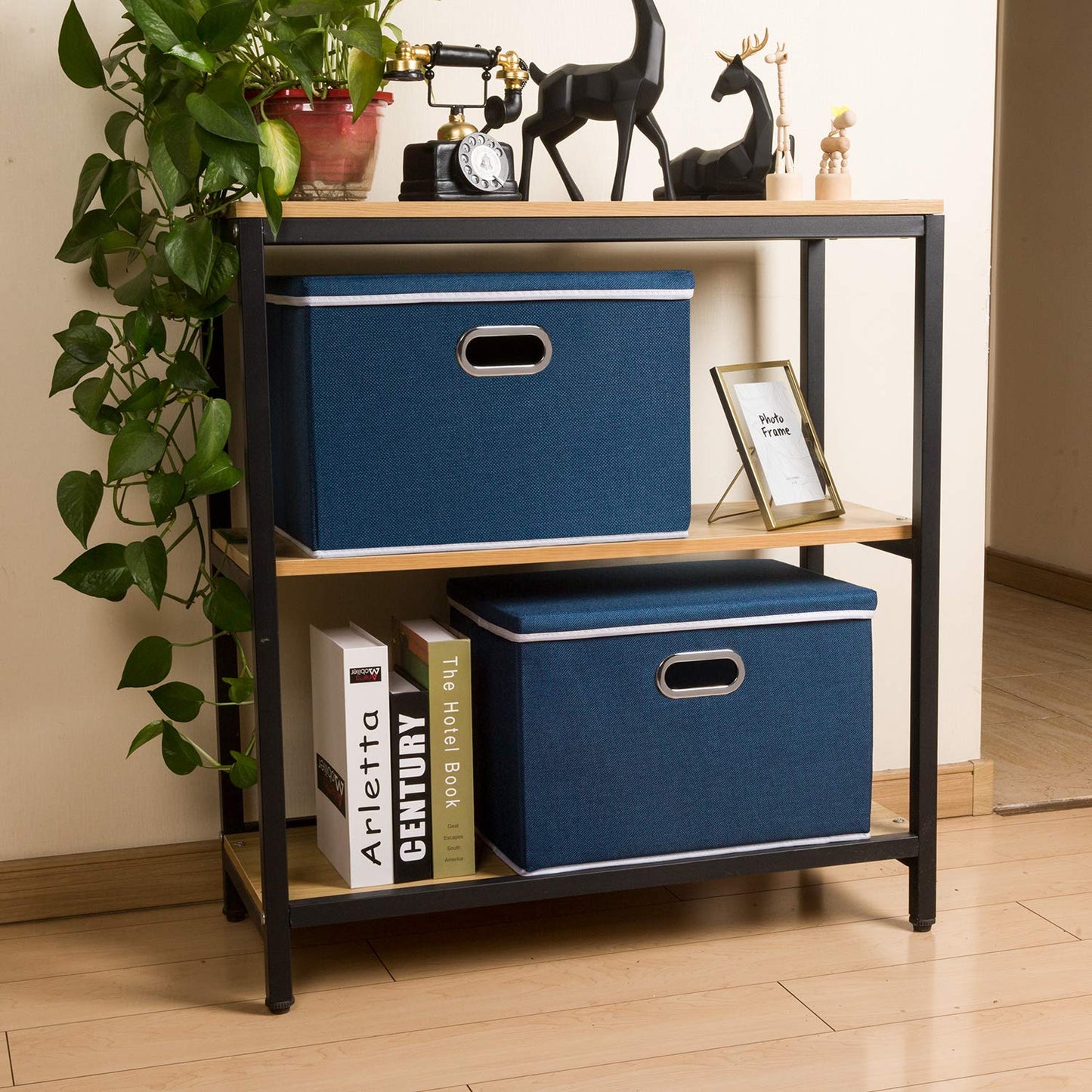 Prandom Storage Boxes with Lids Large,Collapsible Linen Fabric Storage Box,Decorative Bins,Really Useful Box,Clothing