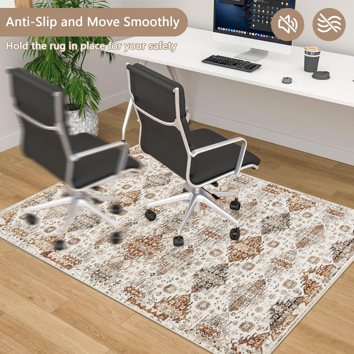 Office Chair Mat for Hardwood Floor 90x120 cm Non Slip Desk Mat for Rolling Chair