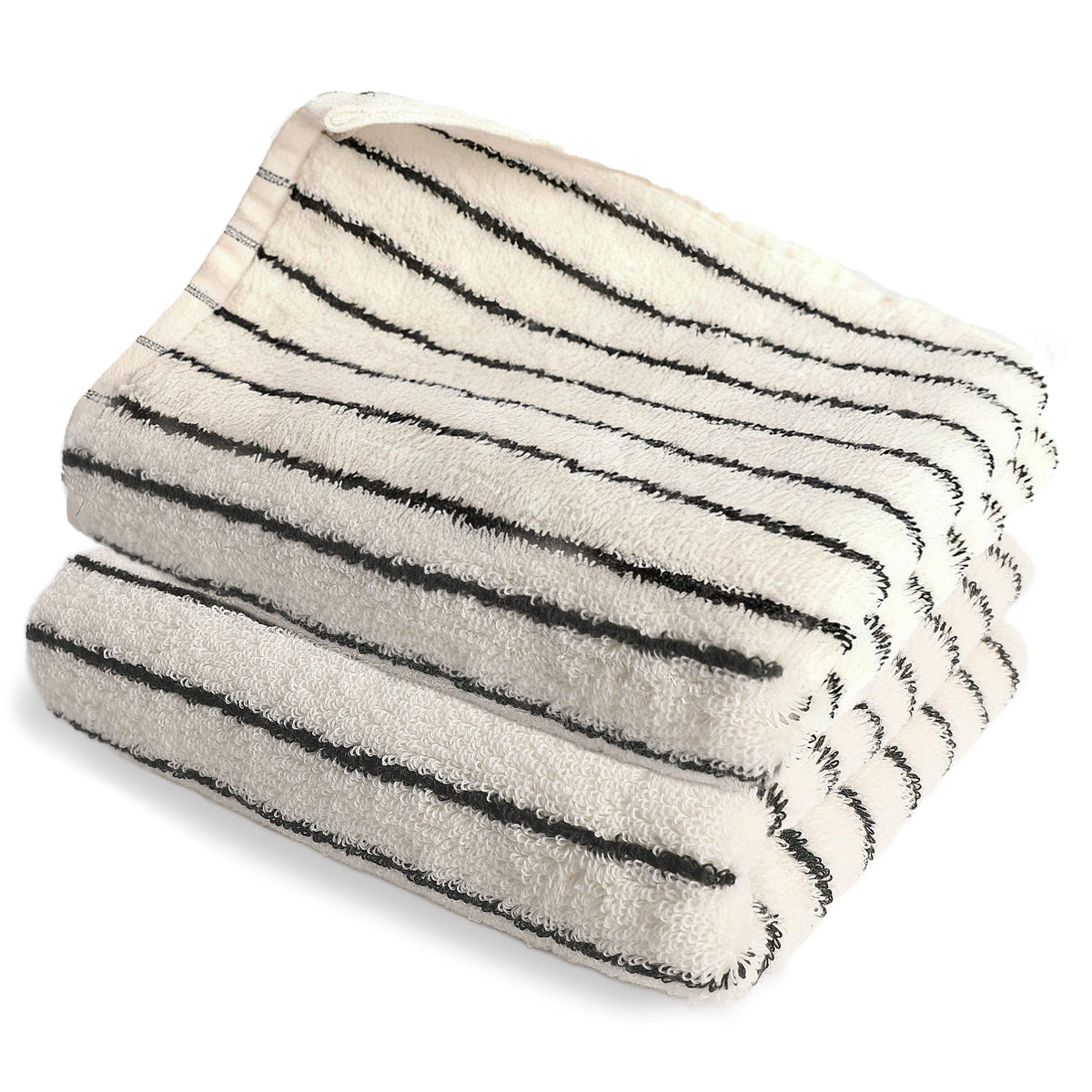 ZHABAYEN 2 Pack Striped Cotton Hand Towels Absorbent Quick Dry for Bathroom