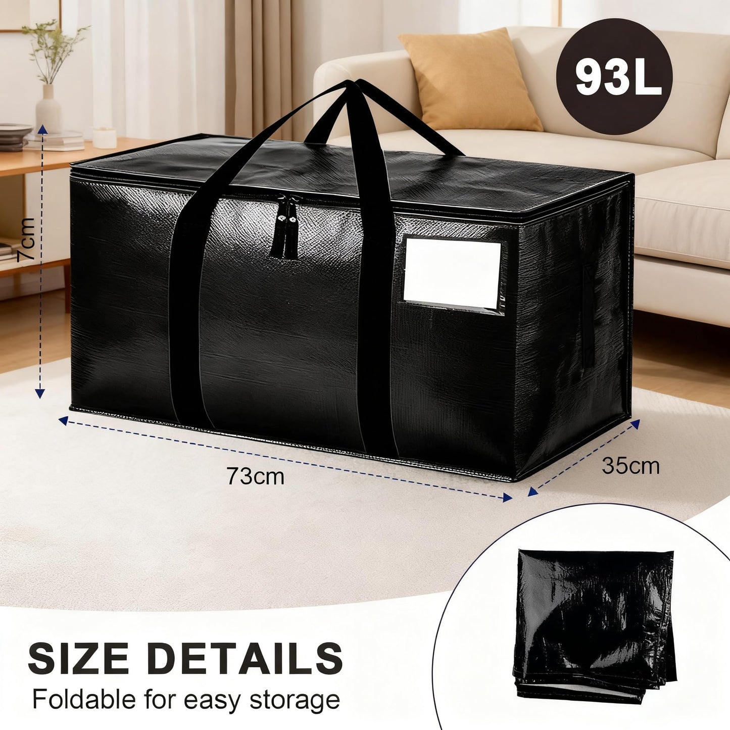 Zandrix 95L Waterproof Storage Bags Moving Boxes Bags with Lids - 2 Pack