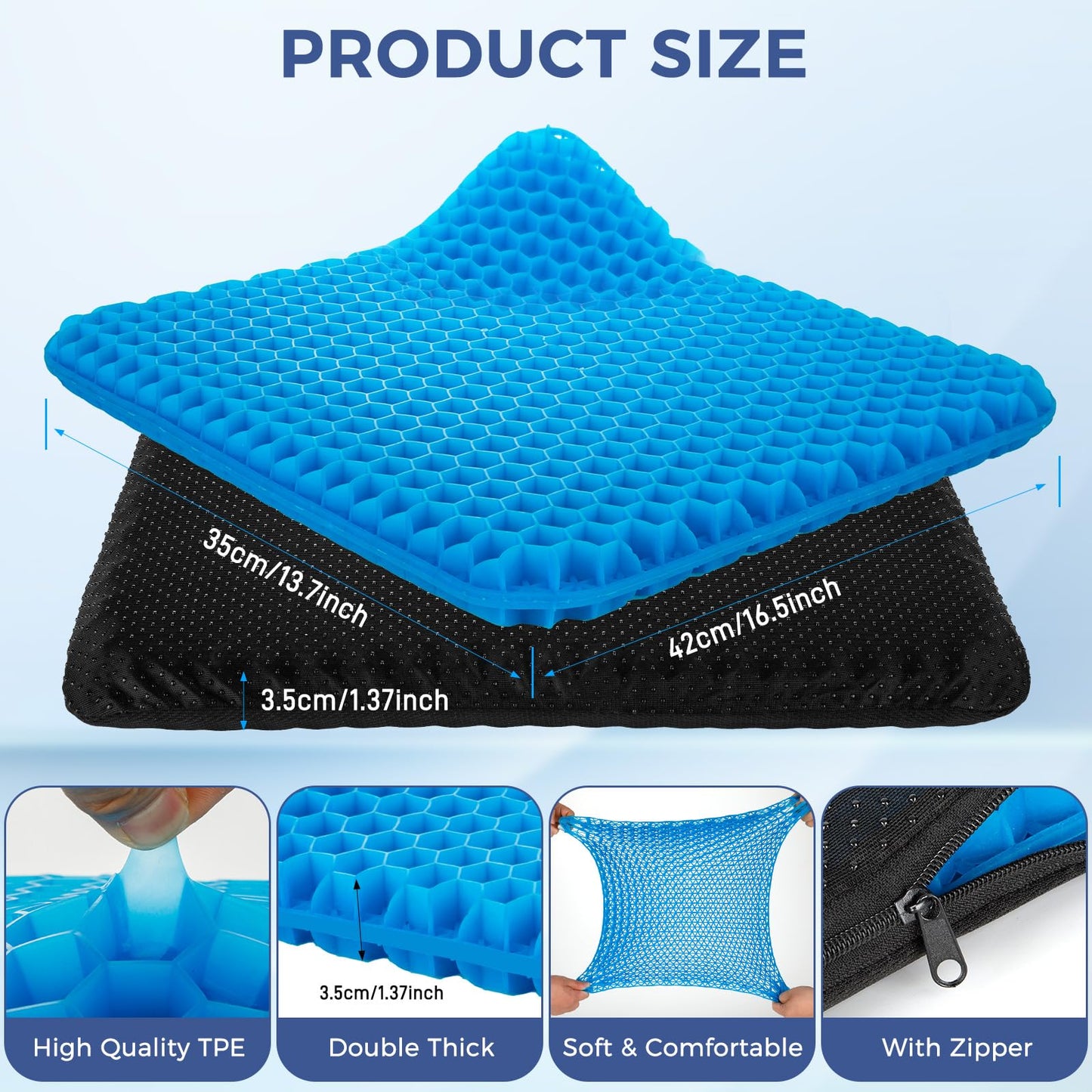 Nymblis Gel Seat Cushion, Honeycomb Cushion with Cloth Cover, Double Thick