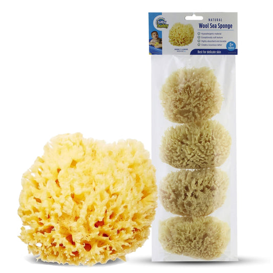 Baby Buddy Absorbent Natural Bath Sponge, Ultra Soft Premium Sea Wool Sponge, Soft on Baby?s Tender Skin, Bath Accessories Baby and Kids, Infant Bath,