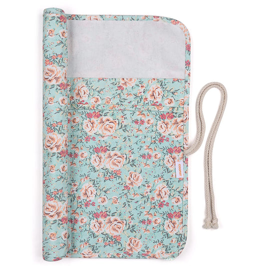 Coopay Large Knitting Needle Case 14 Inch, Extra Long Straight Needle Storage With 20 Slots, Canvas Roll Holder Flower Bag UK