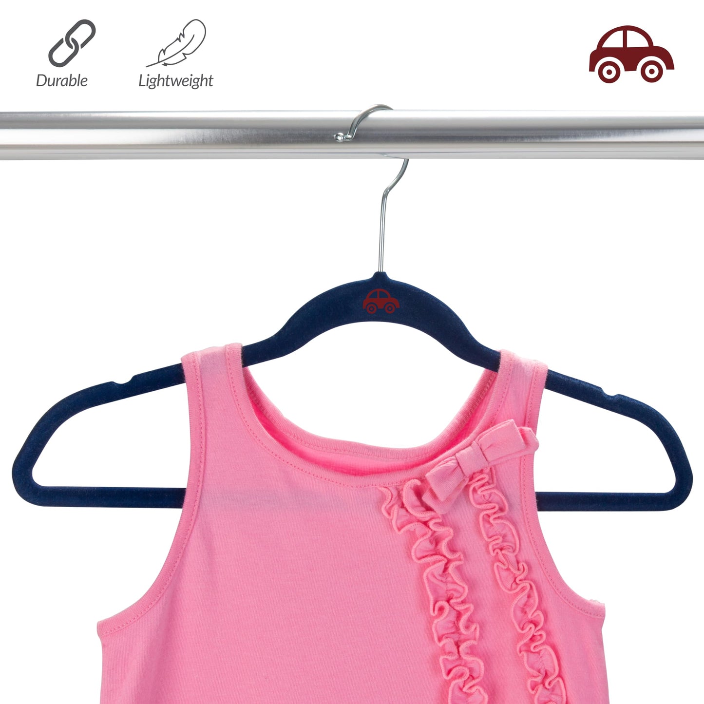 Simplify Kids 25 Pack Velvet Hangers, Slim Non Slip Design, Space Saver, Colors to Match Any Baby Nursey, Navy