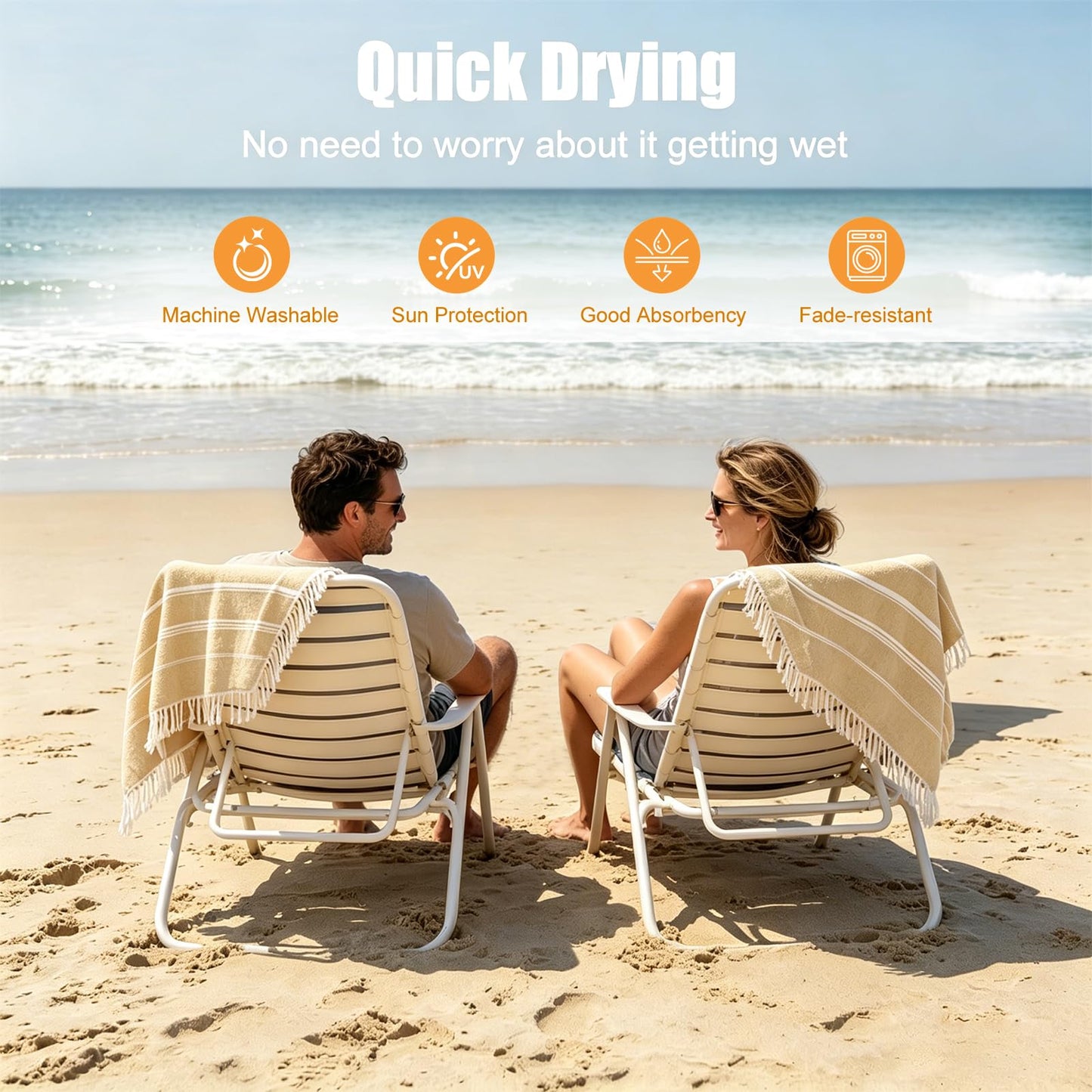 Beach Towels Quick Dry, Extra Large Sunbed Towel Sand Free, Yellow Pool Towels for Dock Bay Swimming Pool Travel Holiday 180 x 100cm