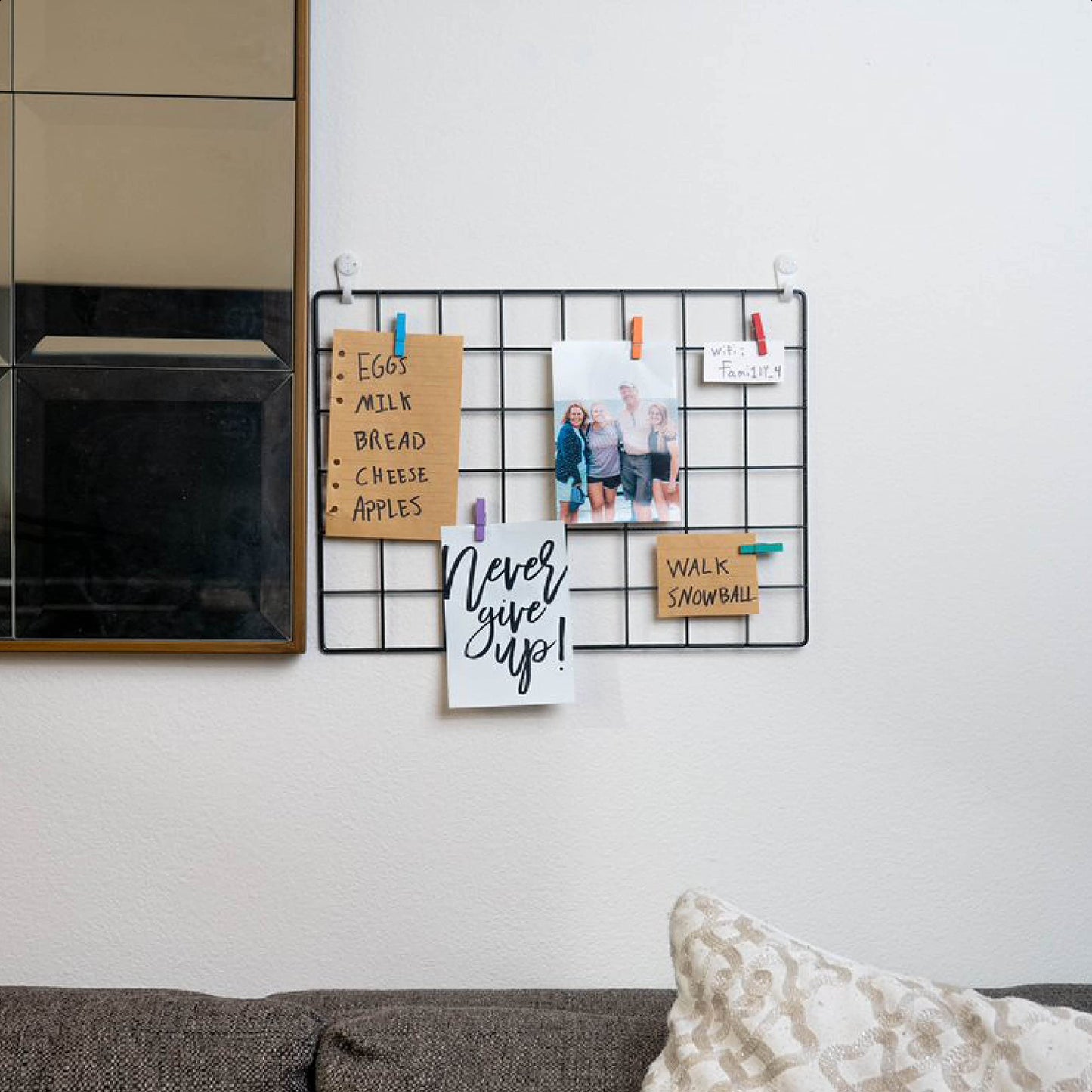1 Pack Wire Wall Grid Panel | Hanging Home, Office & Kitchen Décor | Mesh Storage Organizer & Picture Frame | Wire Notice Board | Memo & Photo Board