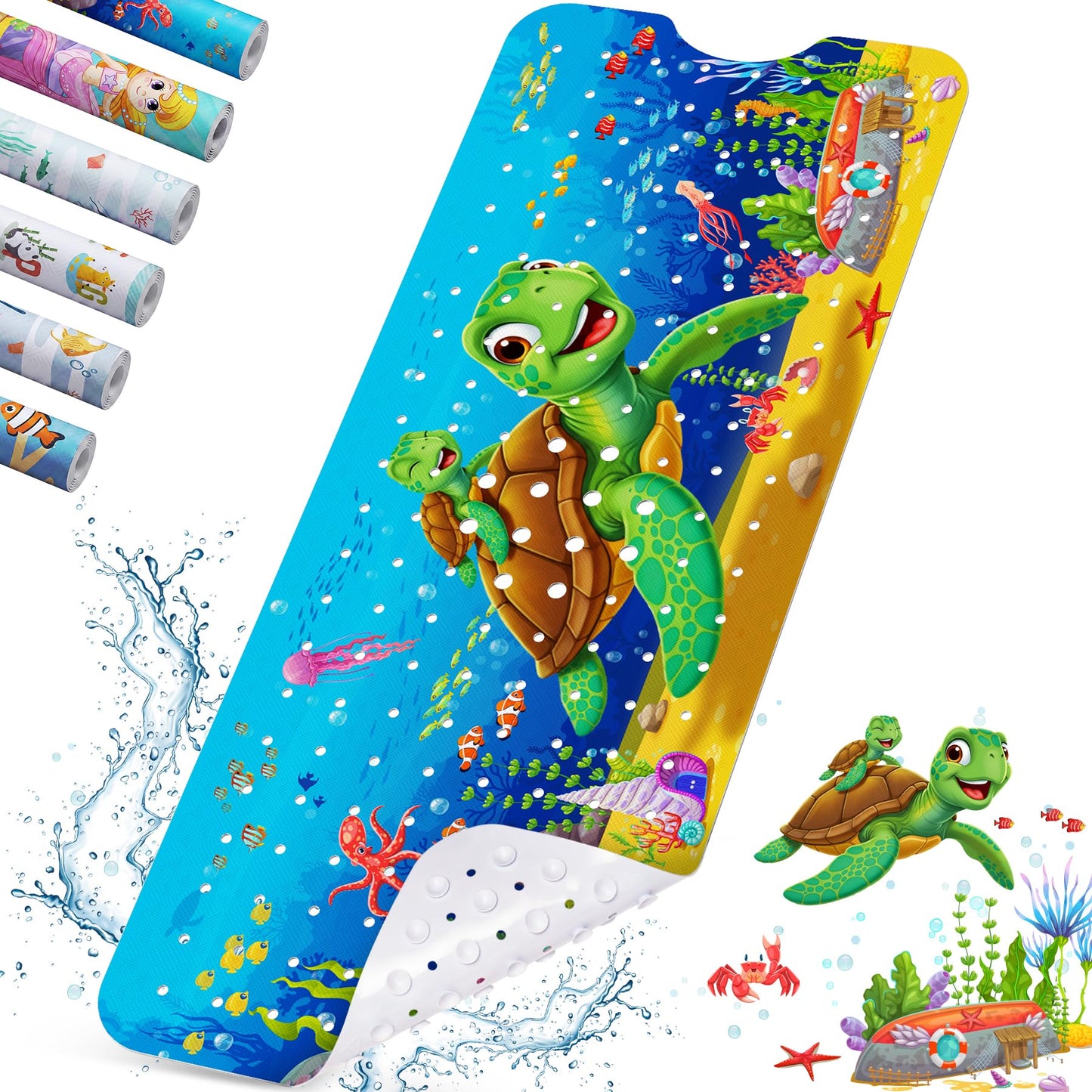 NiBaby Non-Slip Baby Bath Mat with Powerful Suction Cups, 102x41cm Large Size Quick Drain for Children & Elderly Safety in Showers and Tubs