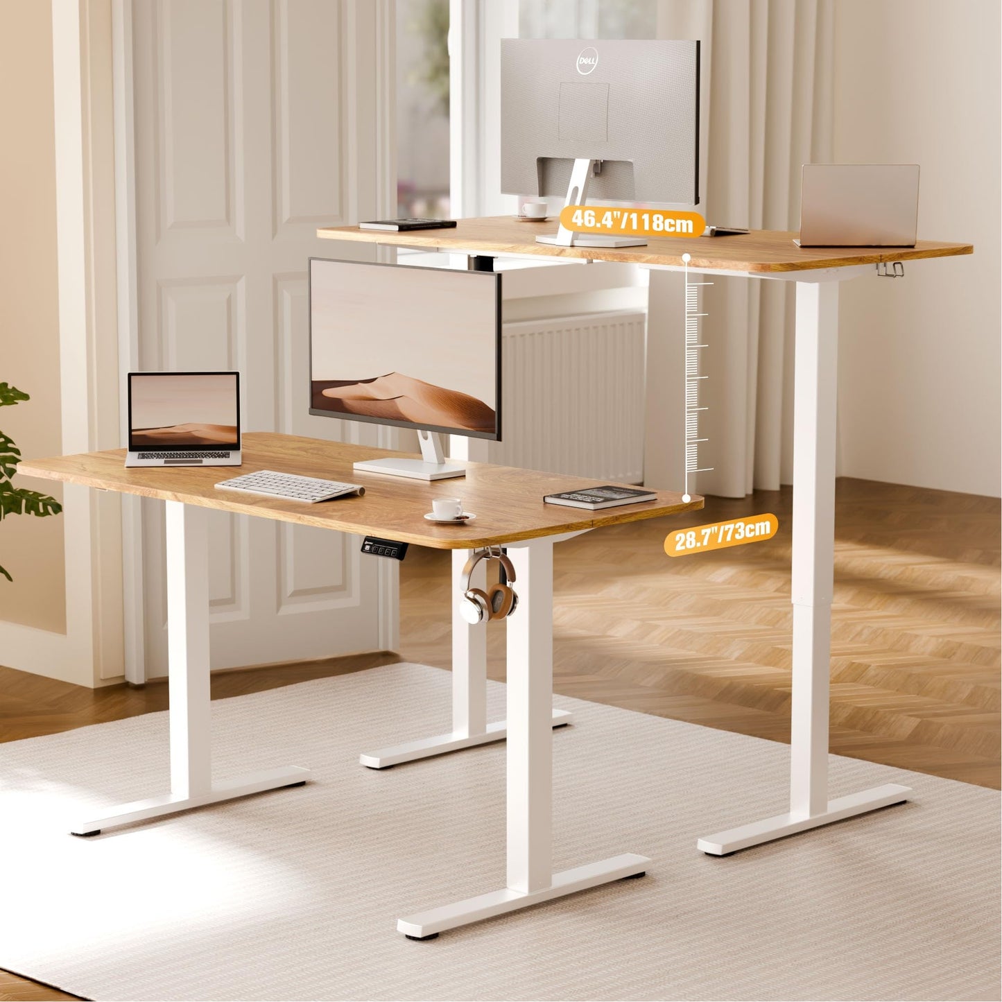 ERGOMAKER Electric Standing Desk Frame, Heavy Duty Steel, White