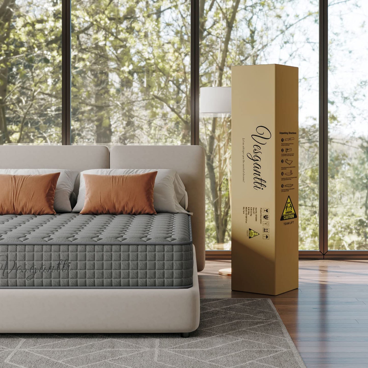 Vesgantti European Small Single Mattress Hybrid Mattress 80x200x25cm, Grey