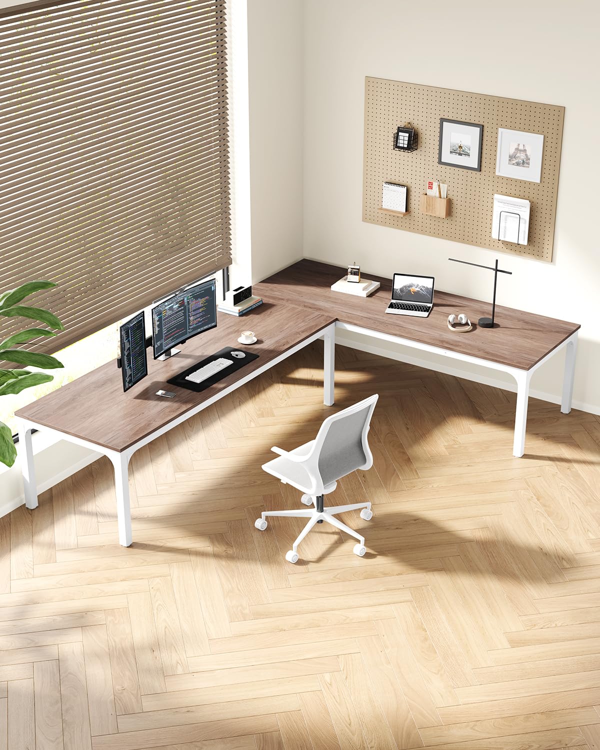 LITTLE TREE Two Person Desk, 78.7 Inches Extra Long Computer Desk, Wooden Large Office Desk with Strong Metal Legs, Double Desks for 2 People