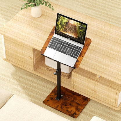 YUHFERA Sofa Armrest Tray Table for Couch - 360? Swivel Height Adjustable End Desk for Small Spaces, Snack Side Table for Bed or Chair with Phone &