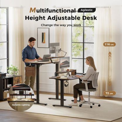 Agilestic Electric Standing Desk, Led & Plug, Movable Monitorstand, 140x60