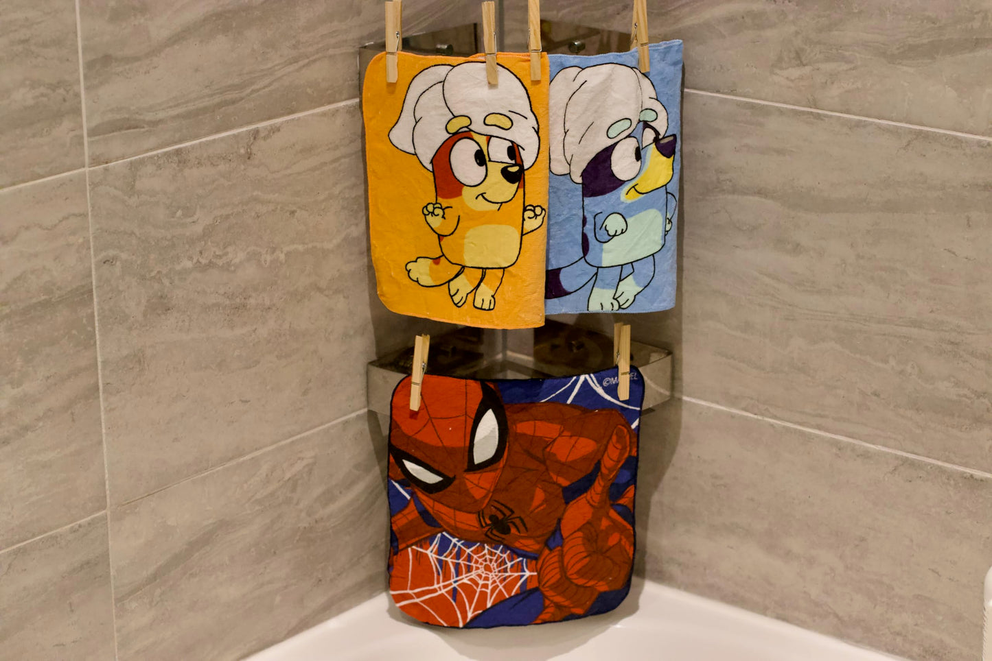 Lex's Linens Bluey & Spidey 3 Pack Magic Face Cloth