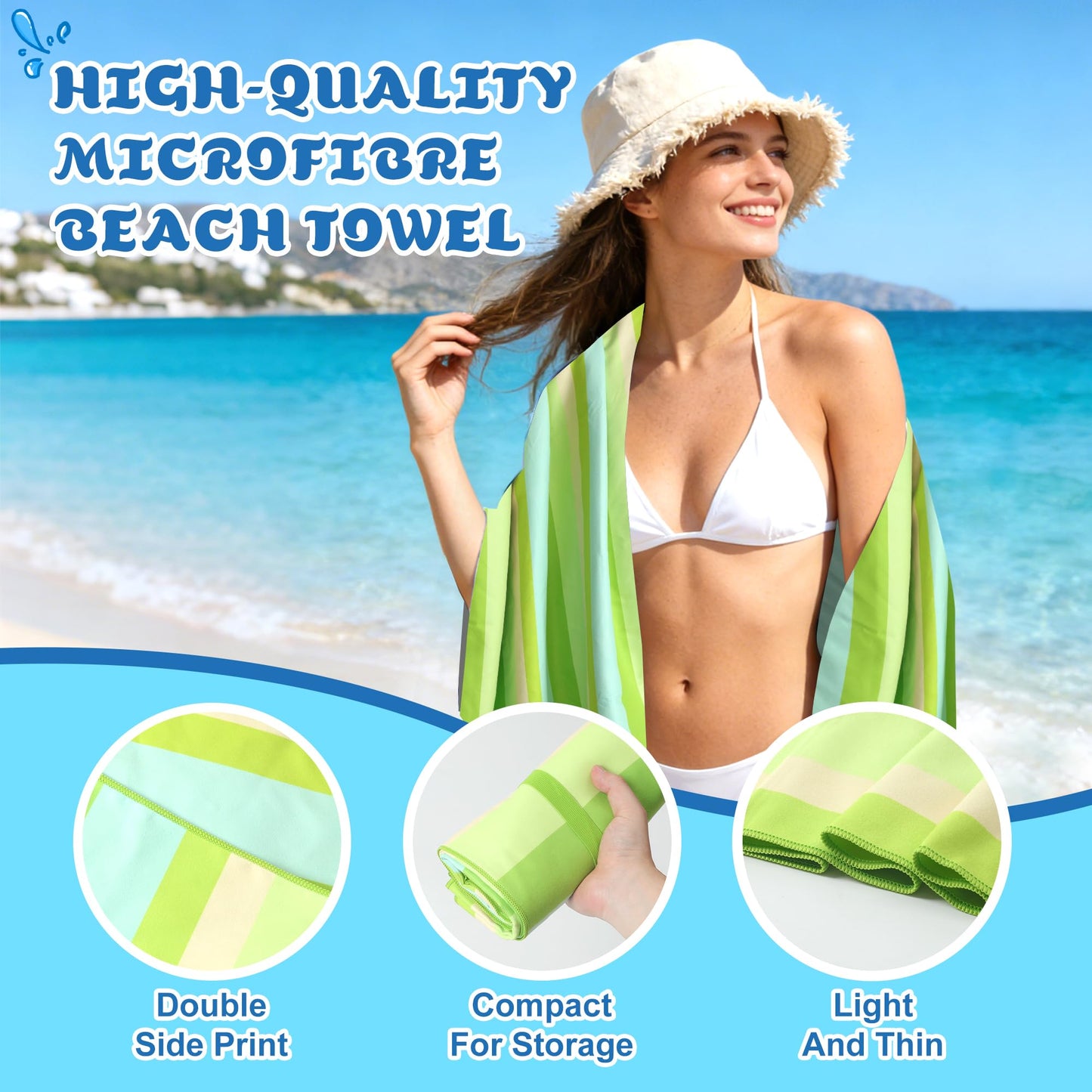 Anavasi Microfibre Beach Towels for Adults, 1 Pack 180 x 90cm 100% Recycled