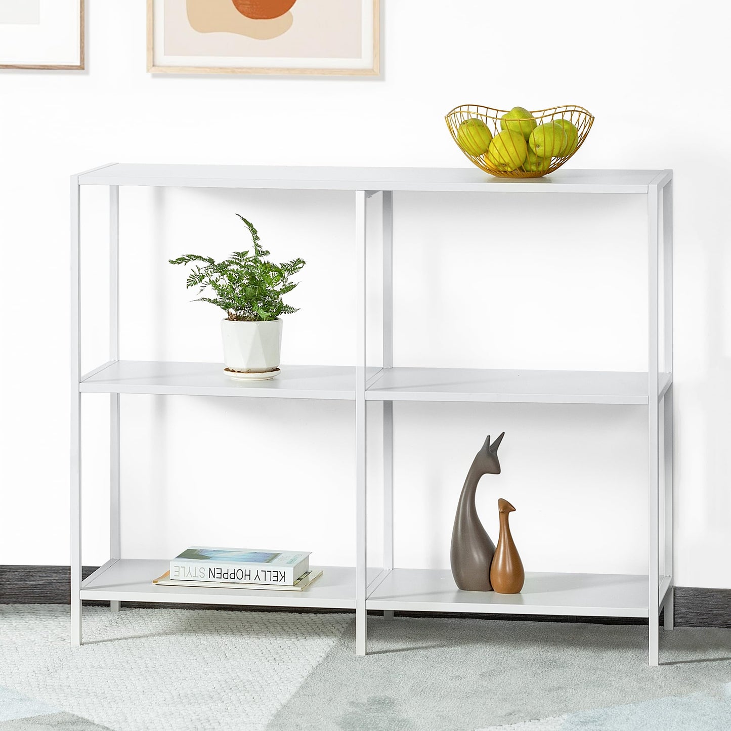 HDANI 100cm Metal Console Table with 3 Tier Strage Shelves,Narrow Entryway Table,Modern Sofa Tables for Entryway, Living Room,Bedroom,White