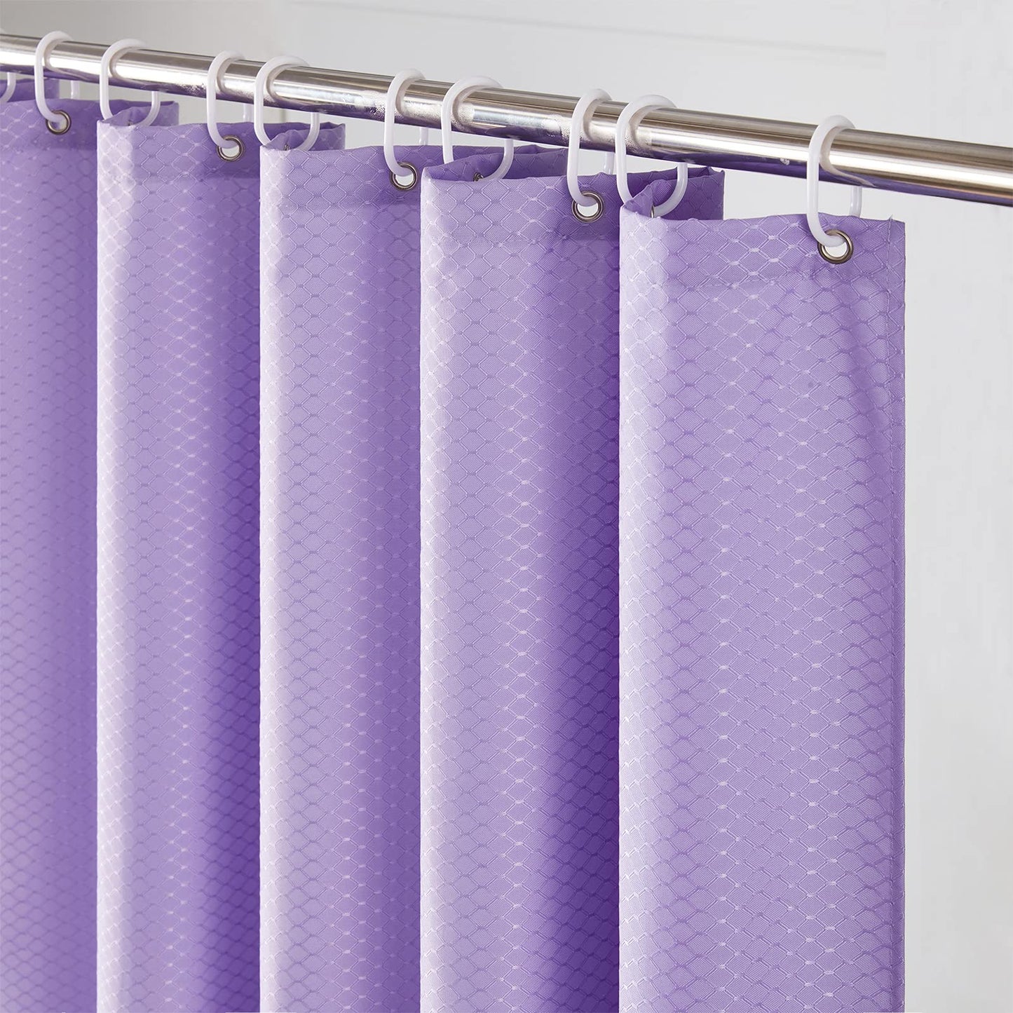 Furlinic Shower Curtain Mould Proof Resistantand Waterproof Bath Curtains Purple 180x180cm Waffle Polyester Fabric Washable for Bathroom with Hooks