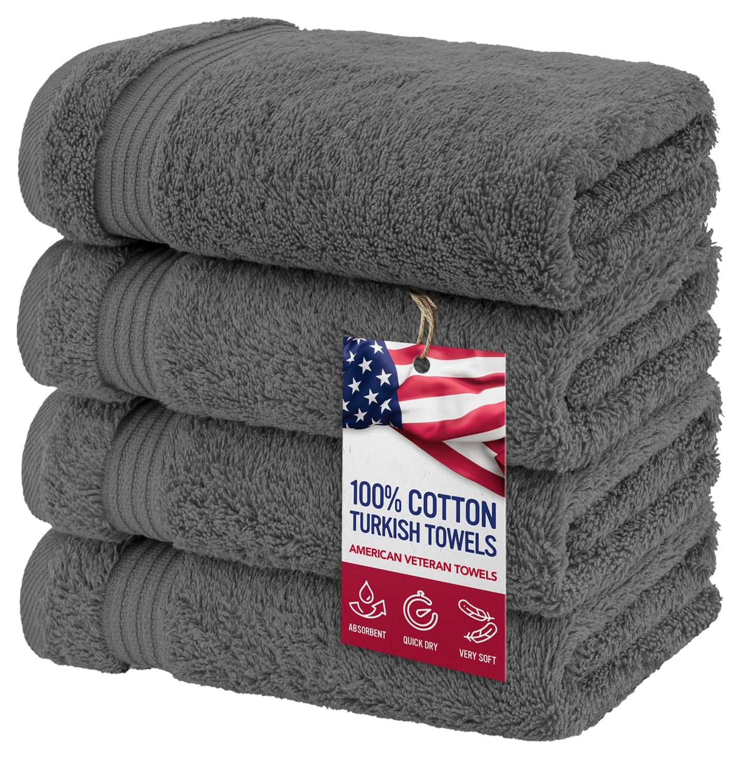 American Veteran Towel, Hand Towels for Bathroom Set of 4, 100% Cotton Turkish Hand Towel Sets Clearance Prime, Soft Hand Face Towels