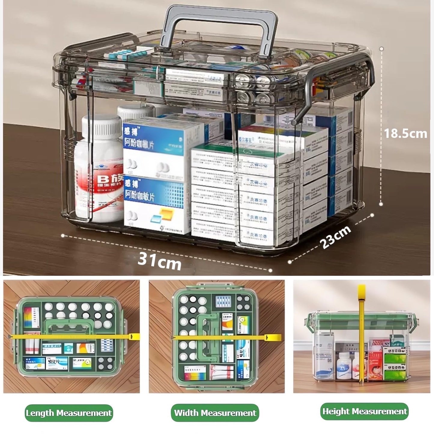 Chililon Medicine Storage Box,Household MedicineStorage Box Organiser,Double Layers Multi Grid Medicine Box,Portable with Lid Medication Storage Box