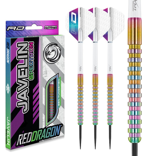 RED DRAGON Javelin Spectron 20 Gram Premium Tungsten Steeltip Darts Set with Dart Flights and Dart Shafts (Stems)