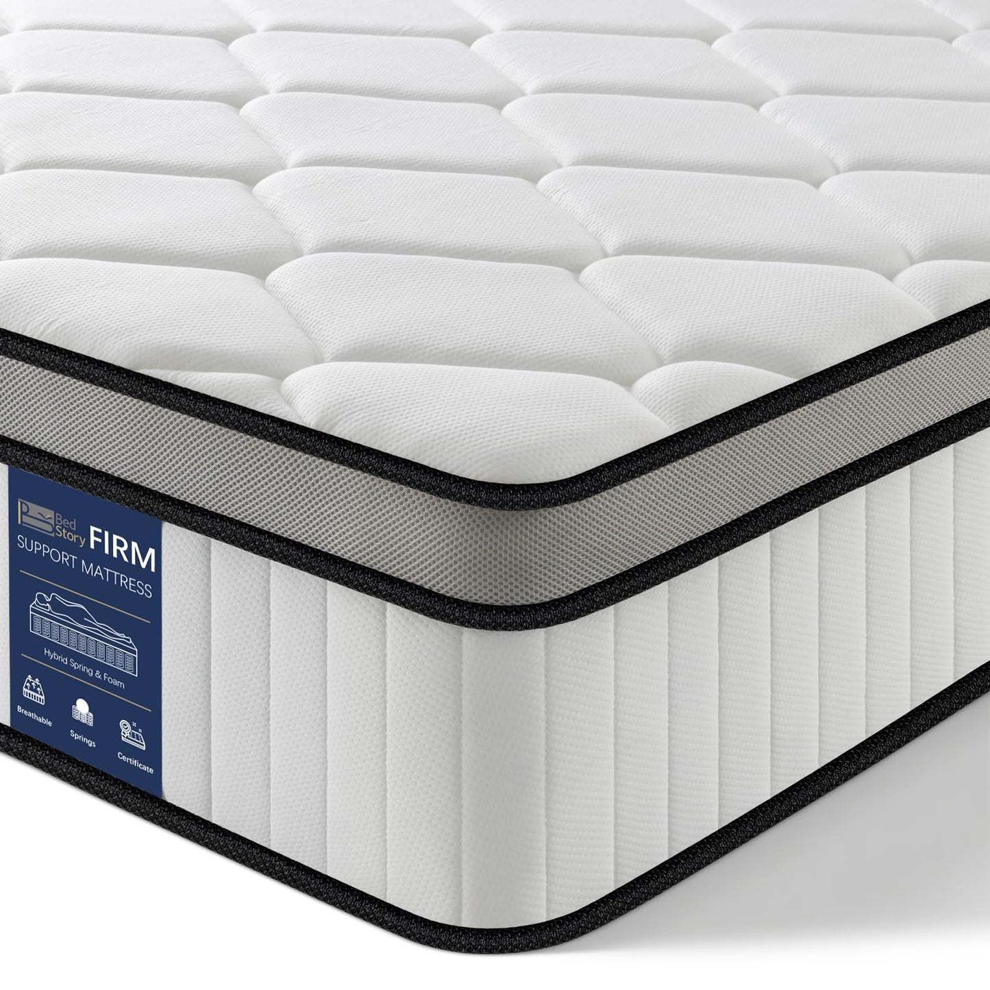 BedStory 5FT King Size Mattress 10.2 Inch, Medium Firm Hybrid Pocket Sprung Mattress with Breathable Foam, Motion Isolation & Pressure Relief