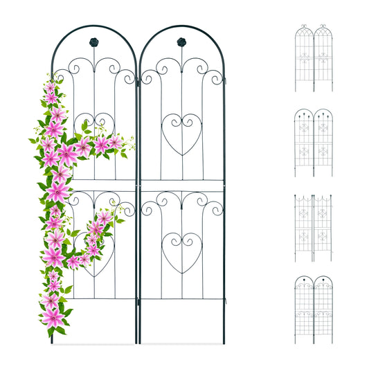 Relaxdays Trellis Set of 2, Metal, 180 x 50 cm, Garden Climbing Aid, Vintage, Arch, Freestanding, Dark Green