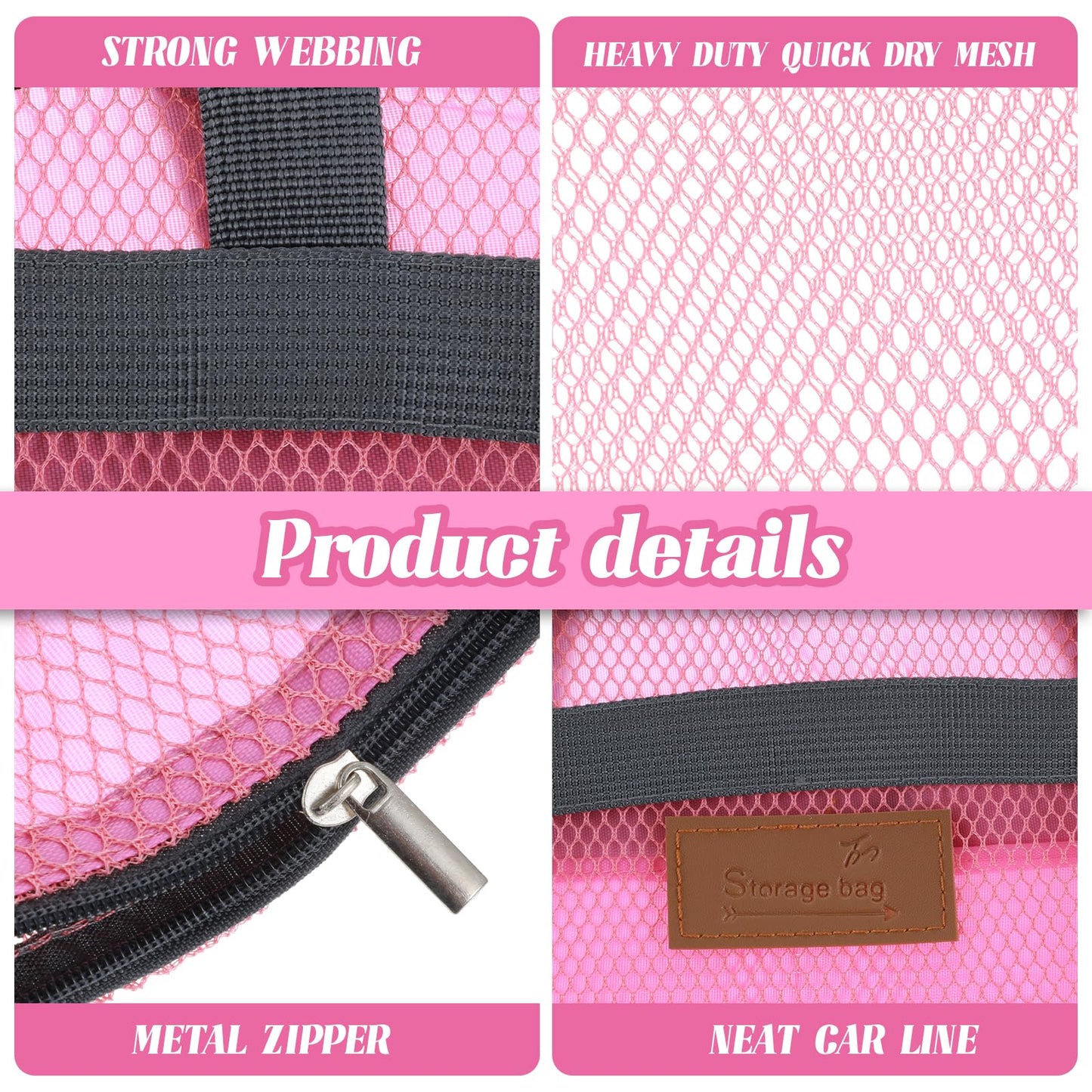 oruola 2 Pcs Shower Bags Women,Mesh Shower Caddy Bag,Quick Dry Portable Gym Showers Bag with Zipper for Travel,Gym,Swimming,Camping,College