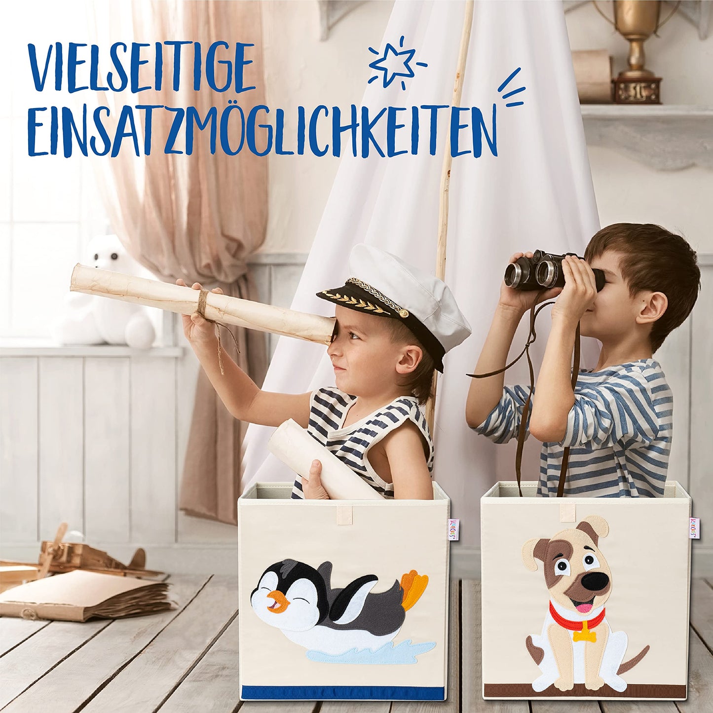 KNECKES Kallax Premium Storage Box for Children, 8 Designs (33 x 33 x 33 cm), Size Suitable as Kallax Boxes, Children's Room, Toy Box, Foldable