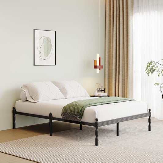 QFtime Metal King Size Bed Frame with Underbed Storage and Steel Slat Support - Easy Assembly, Noise Free - 35.5cm High