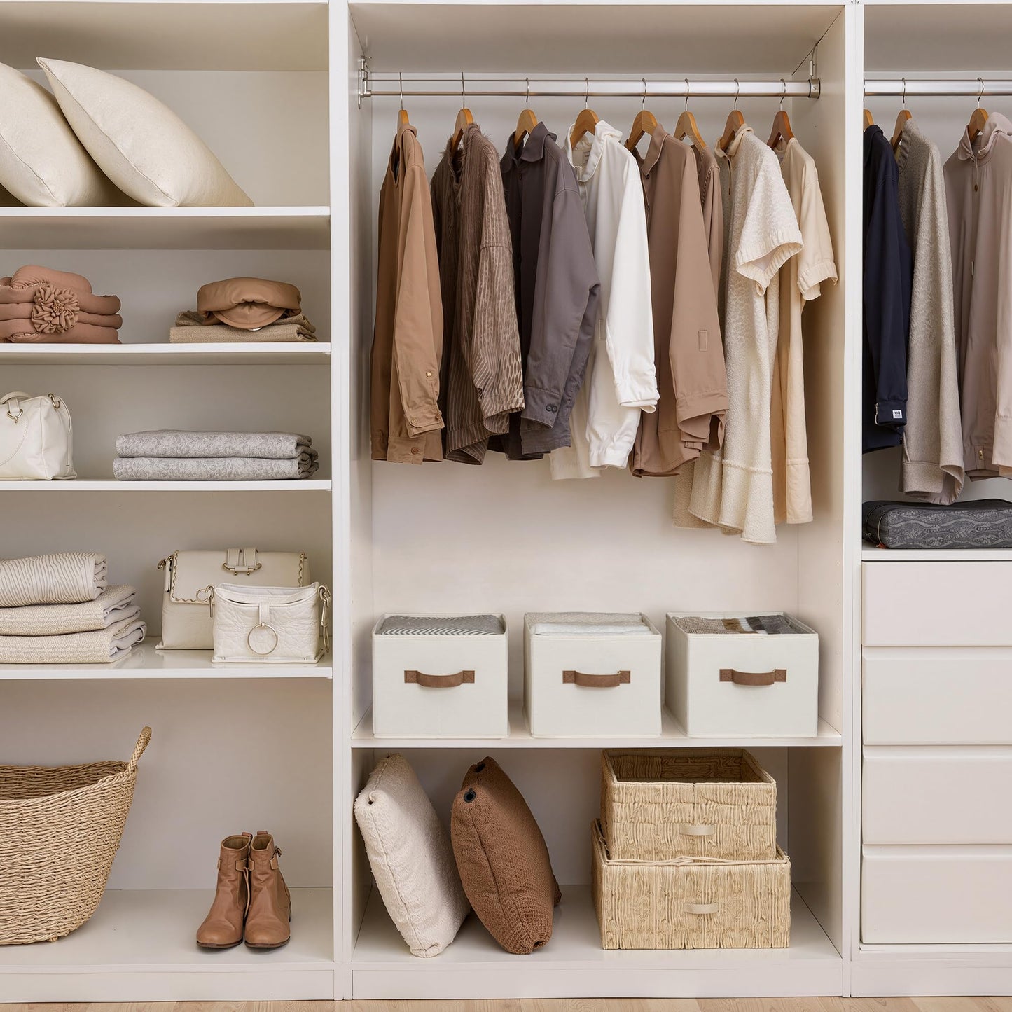 StorageWorks Storage Baskets for Shelves, Foldable Storage Boxes with Handles, Clothes Storage Boxes, Shelf Baskets for Towel